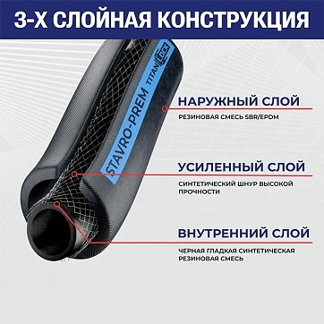 Рукав для воды и воздуха «STAVRO-PREM», вн. диам. 76мм, 25bar, TL076SV-PR TITAN LOCK