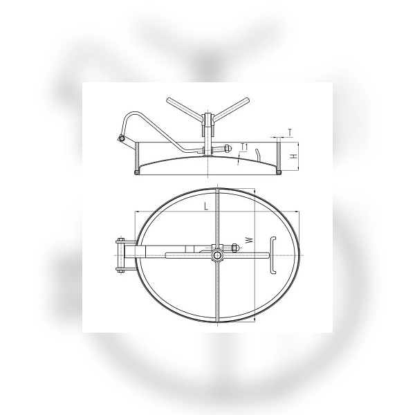 Люк овальный TITAN LOCK под давление нерж.304, 530x430 мм, внутр. открытие TLTOI53X43SP