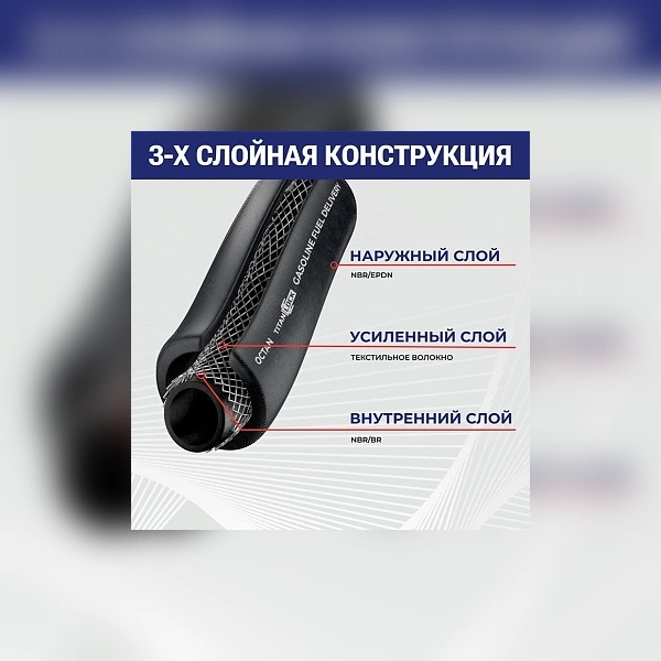 Рукав МБС для бензоколонок (ТРК) напорный OCTAN, -40C, внутр.д. 50 мм, TL050OC TITAN LOCK