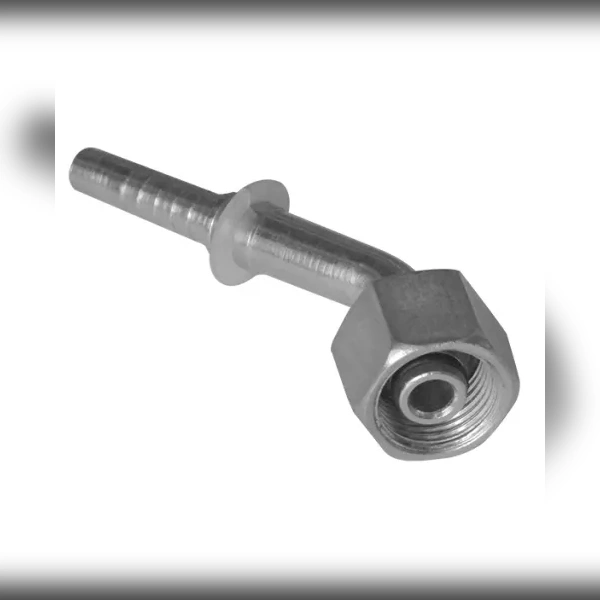 Штуцер угловой 45° с гайкой CAST S.p.A. 811212 DKO-10L45-8, DIN 2353, для рукава DN 8, 315 бар, нержавеющая сталь