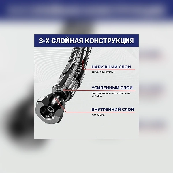 Шланг окрасочный "MONET" безвоздушный, 5/16", NPSM, сталь/синт.нить, 15 м., 500 бар, TLMN5/16SF-15 TITAN LOCK