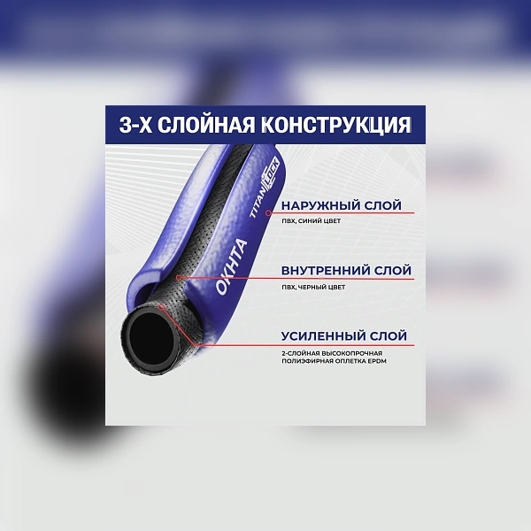 Шланг ПВХ для компрессоров "OKHTA", синий, вн.диам. 6мм, TL006OH TITAN LOCK