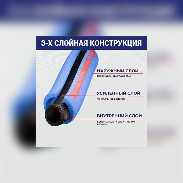 Рукав для пара и горячей воды «SOPKA-PREM» с пищ. допуском, внутр.диам. 100мм, TL100SP-PR TITAN LOCK