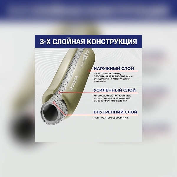 Рукав для охлаждающих систем плавильных печей "DOMNA", напорный, внутр. диам. 50мм, TL050DM TITAN LOCK