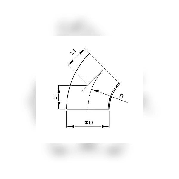Отвод под сварку 45 градусов TITAN LOCK DN 25, нерж. сталь 316, TLWB25/45SS