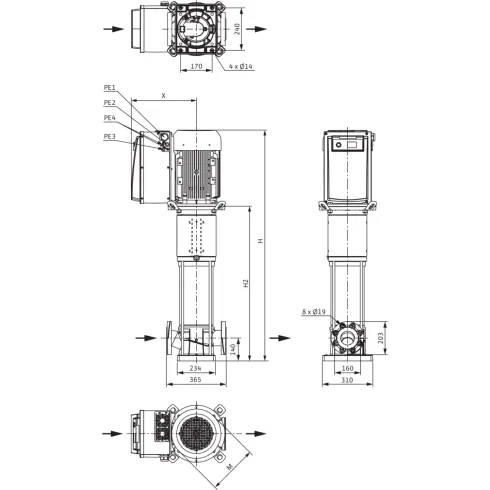 Вертикальный многоступенчатый насос Wilo Helix VE 5201-1/16/E/KS 4198868