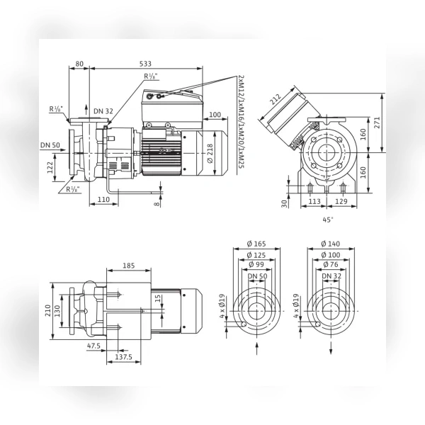 Блочный насос Wilo CronoBloc-BL-E 32/160-4/2-R1 2191427
