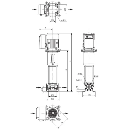Вертикальный многоступенчатый насос Wilo Helix VE 5203-2/25/V/K 4166262