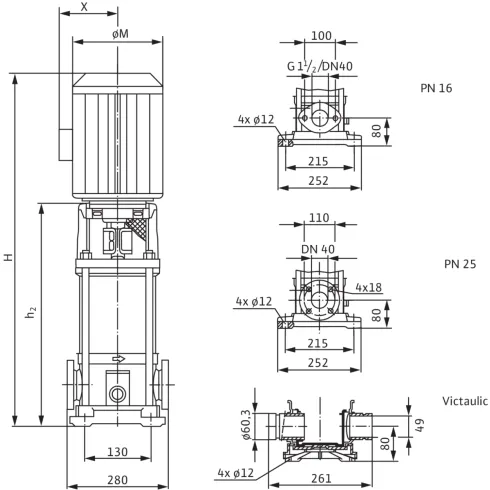 Вертикальный многоступенчатый насос Wilo Multivert MVI 810 (3~400 V, EPDM, PN 25) 4024752